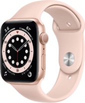 Apple Watch series 6 44мм золотые, ремешок розовый песок