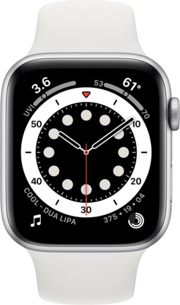 Apple Watch series 6 44мм серебристые, белый ремешок