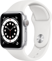 Apple Watch series 6 44мм серебристые, белый ремешок