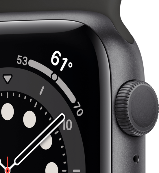 Apple Watch series 6 44мм «серый космос», черный ремешок