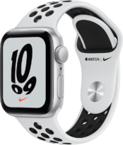 Apple Watch SE Nike 40мм серебристые, ремешок «чистая платина/чёрный»