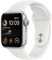 Apple Watch SE 2022 серебристые, белый ремешок