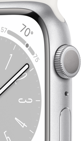 Apple Watch Series 8 серебристые, ремешок белого цвета