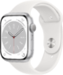 Apple Watch Series 8 серебристые, ремешок белого цвета